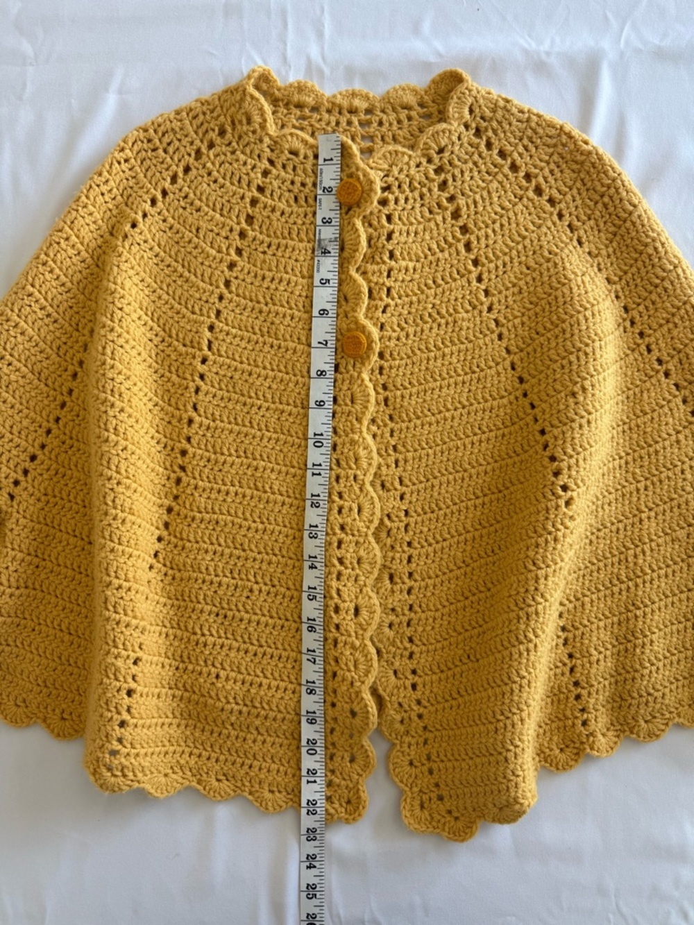 Mustard Crochet Poncho Shrug - Women's Sweater - Picture 4 of 7